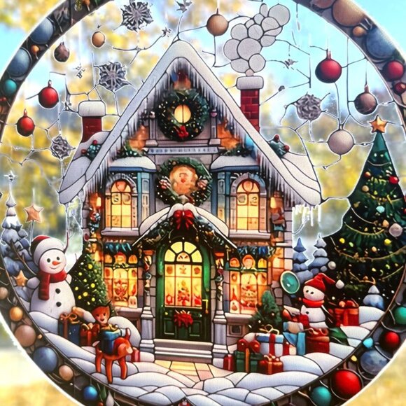 Festive Christmas Home Santa's Village Window Hanging Sun Catcher Window Hanging - Picture 2 of 3